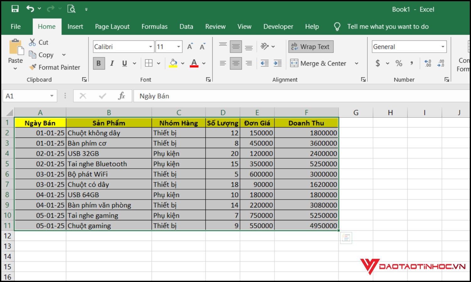 Sử dụng Pivot Tables để lập báo cáo thống kê ở Excel bước 2