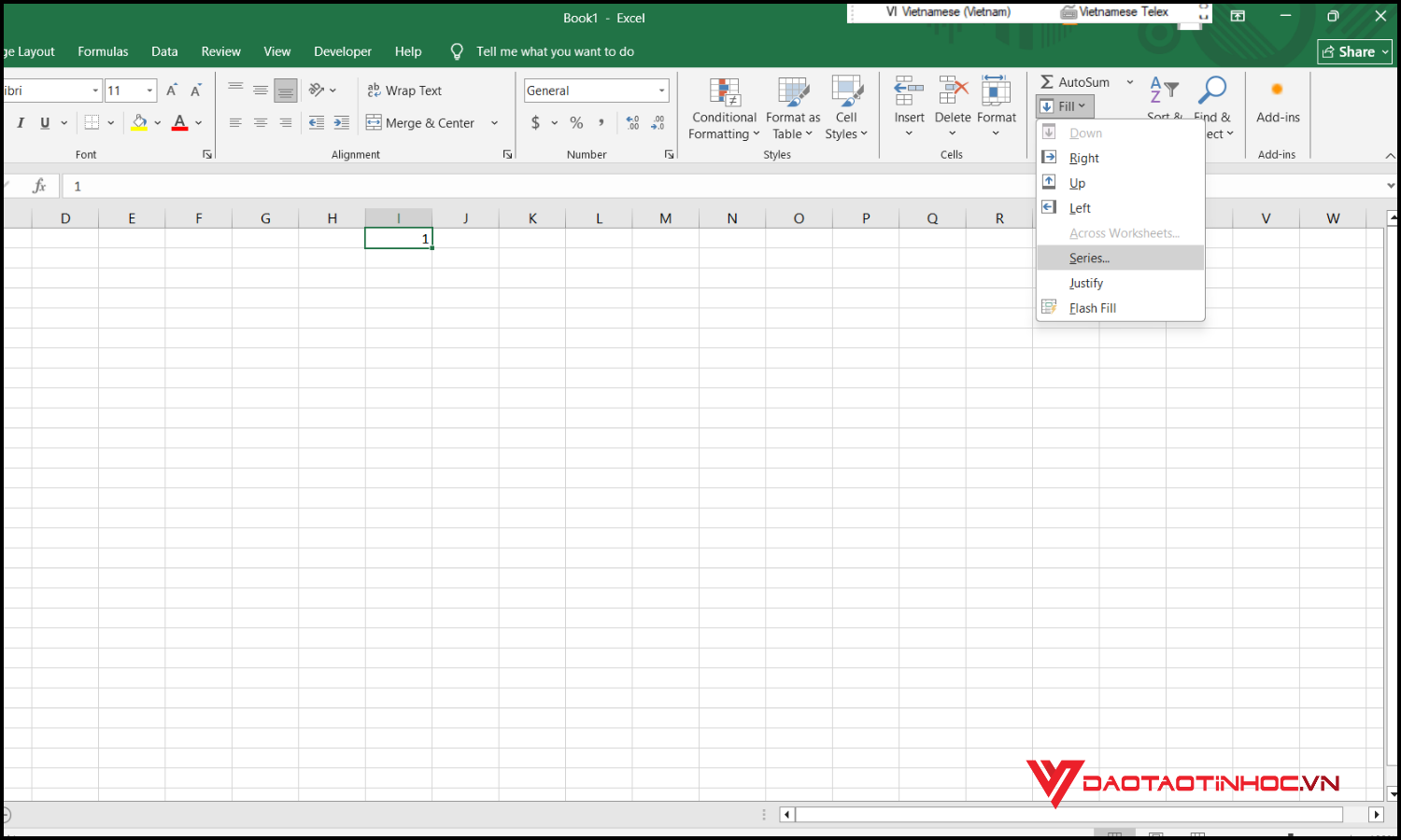 Đánh số thứ tự nhanh trong Excel bằng Fill Series bước 1