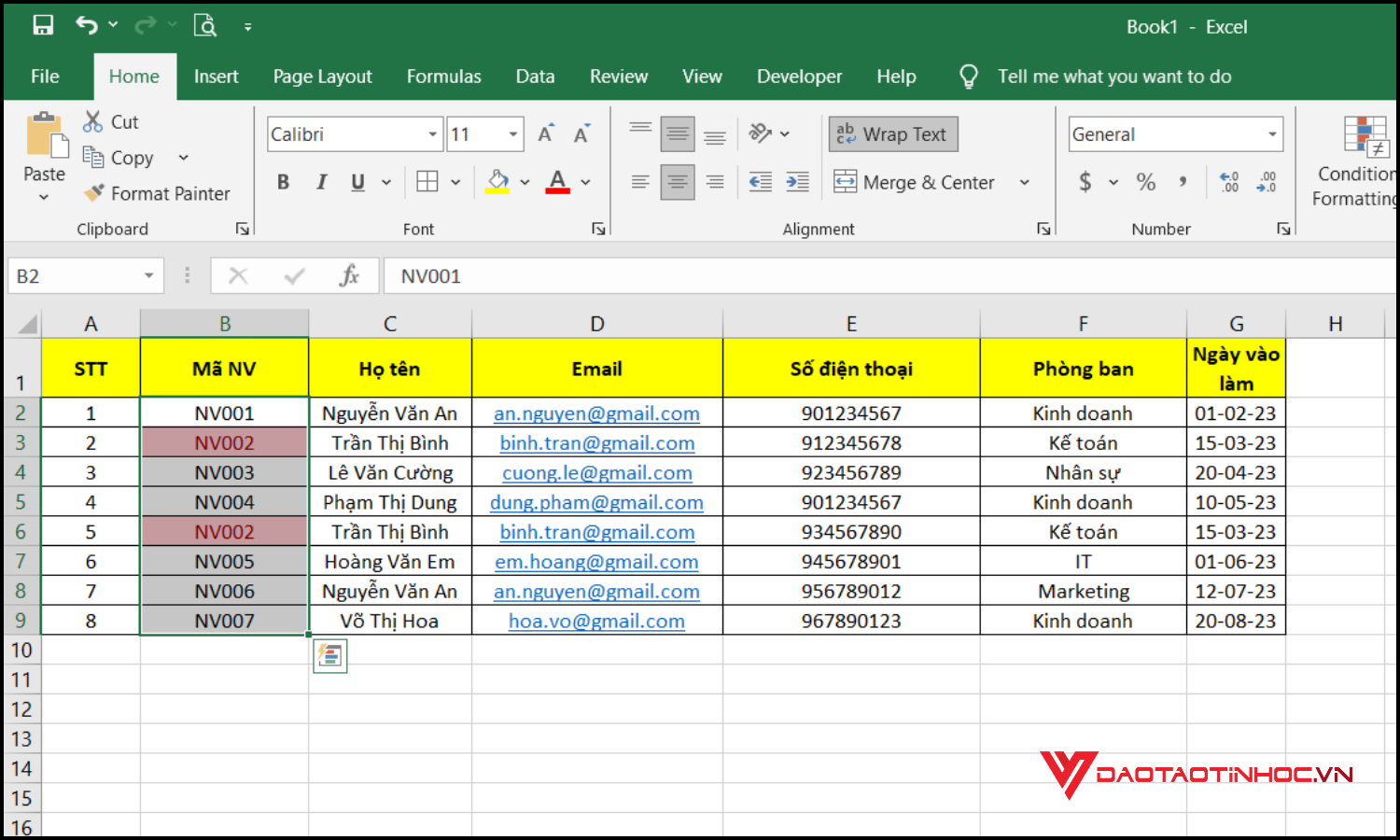 Cách báo trùng dữ liệu trong Excel bước 5