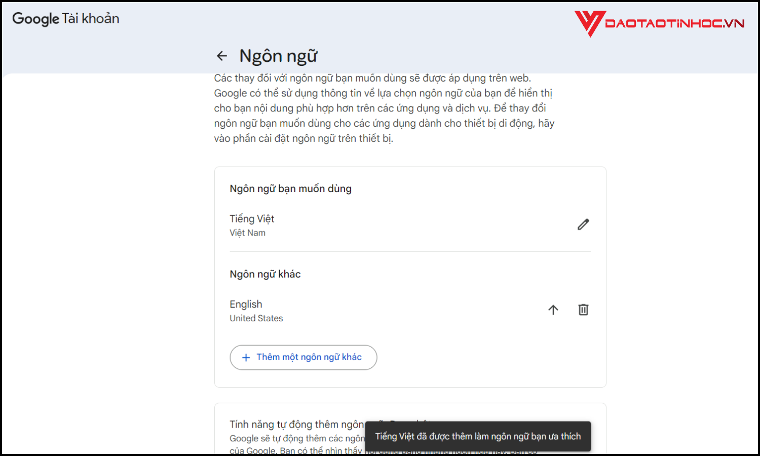 Cách chuyển Google Sheets sang tiếng Việt bước 3