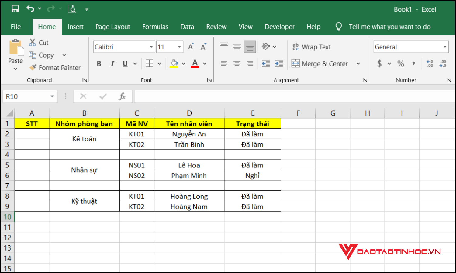 Cách đánh số thứ tự không liên tục trong Excel bước 1