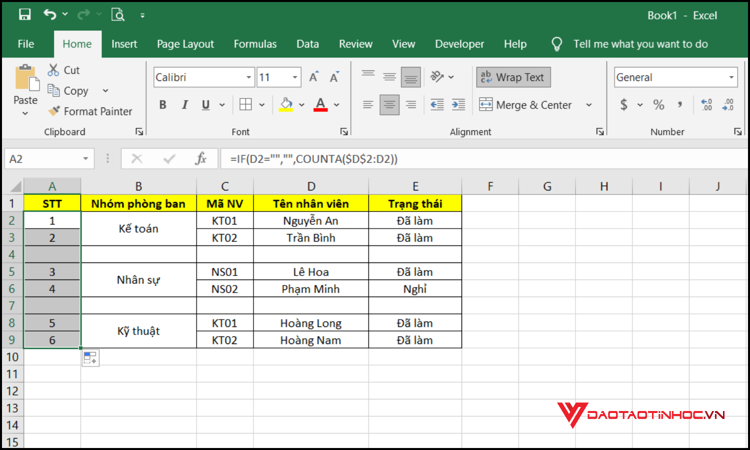 Cách đánh số thứ tự không liên tục trong Excel bước 4