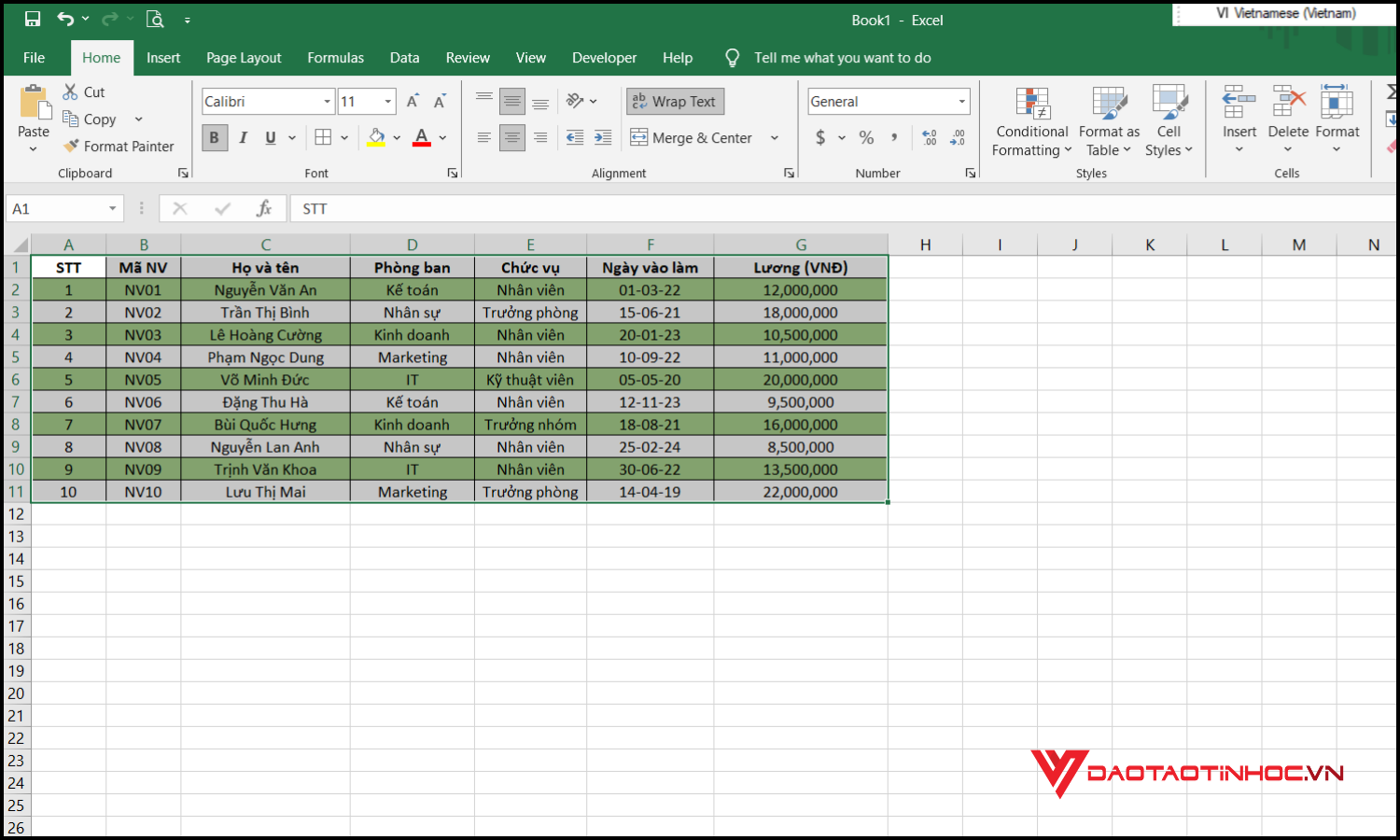 Cách định dạng màu xen kẽ cho bảng bằng Conditional Formatting bước 5