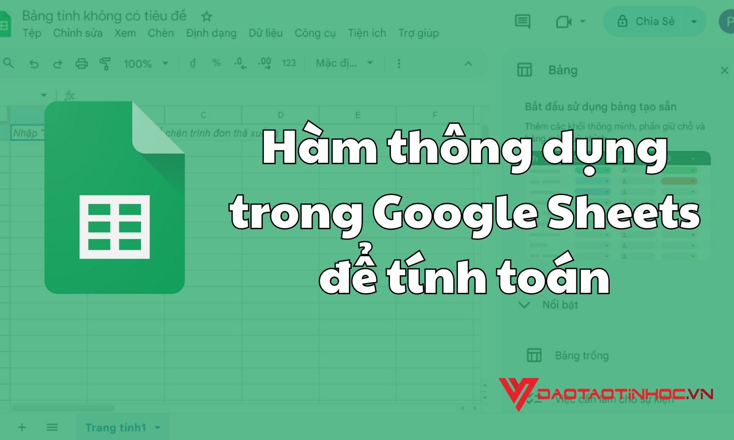 Hàm thông dụng trong Google Sheets để tính toán