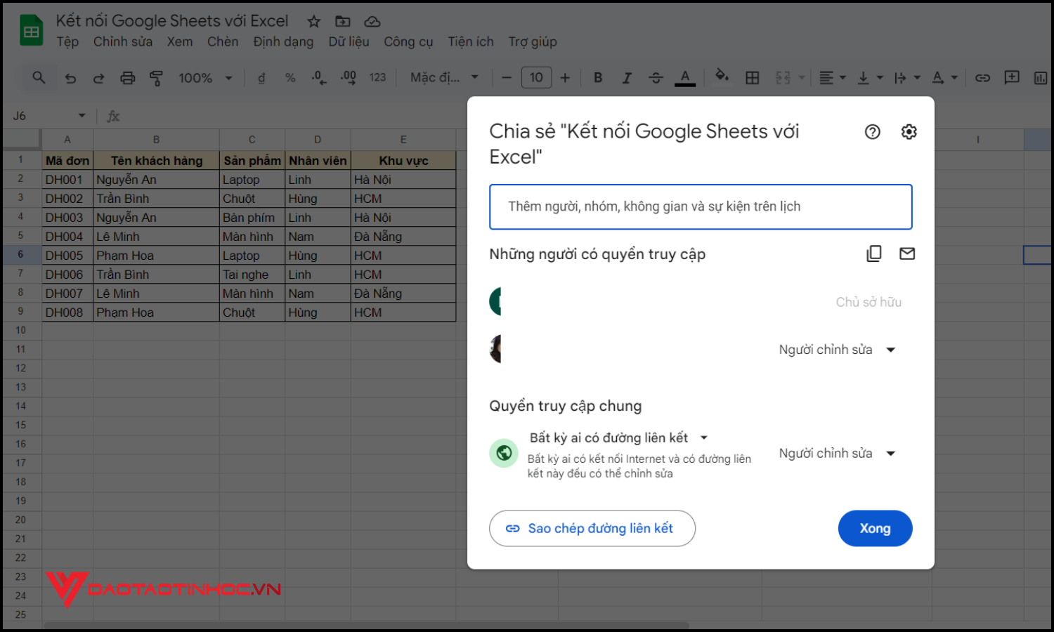 Kết nối Google Sheets với Excel bước 1