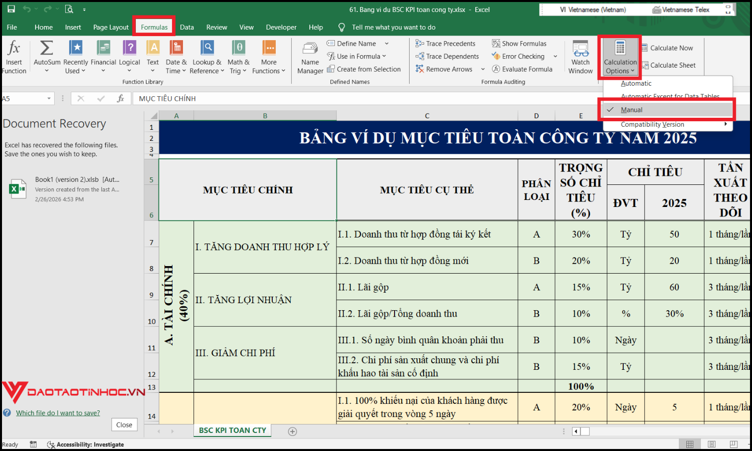 Khắc phục Excel chạy chậm khi nhiều dữ liệu bước 1