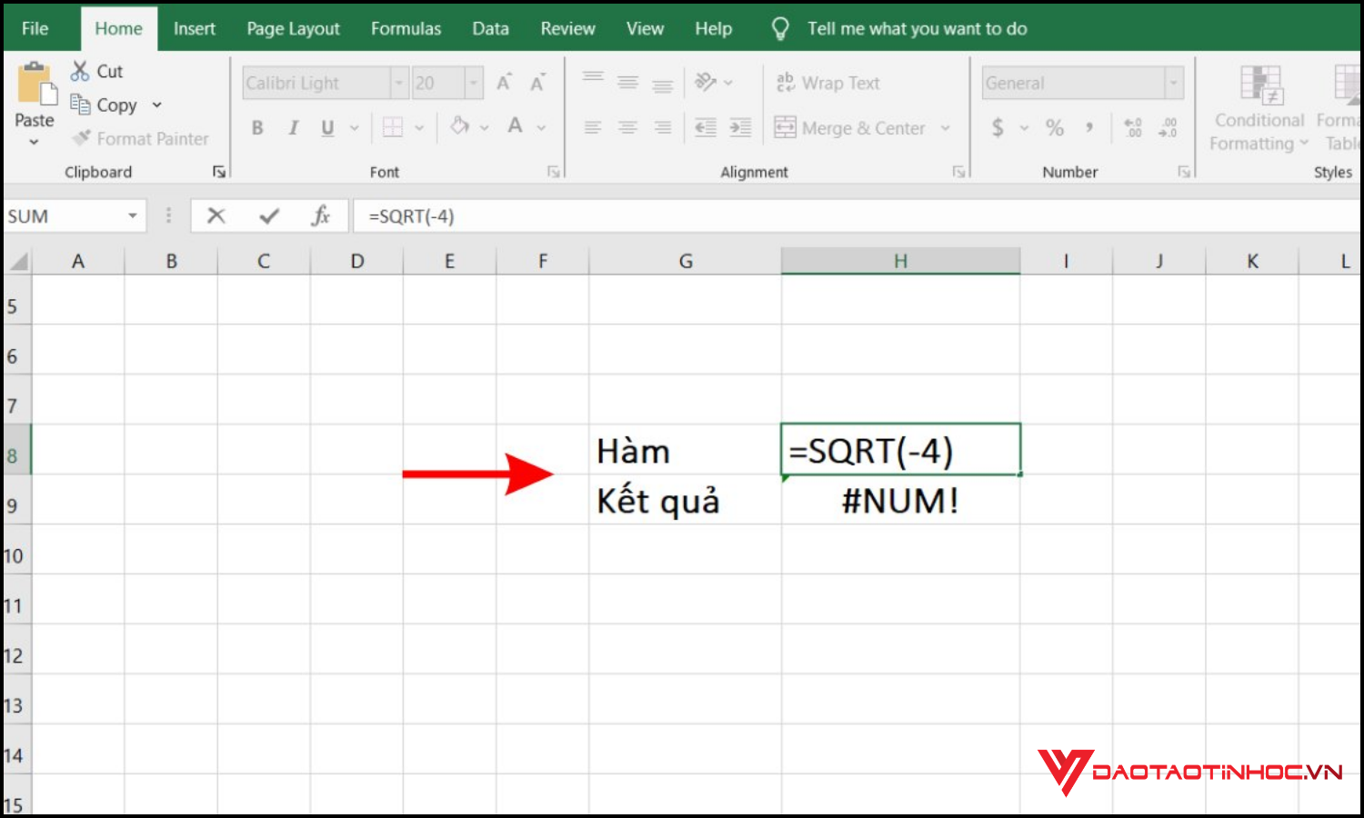 Lỗi #NUM! trong Excel