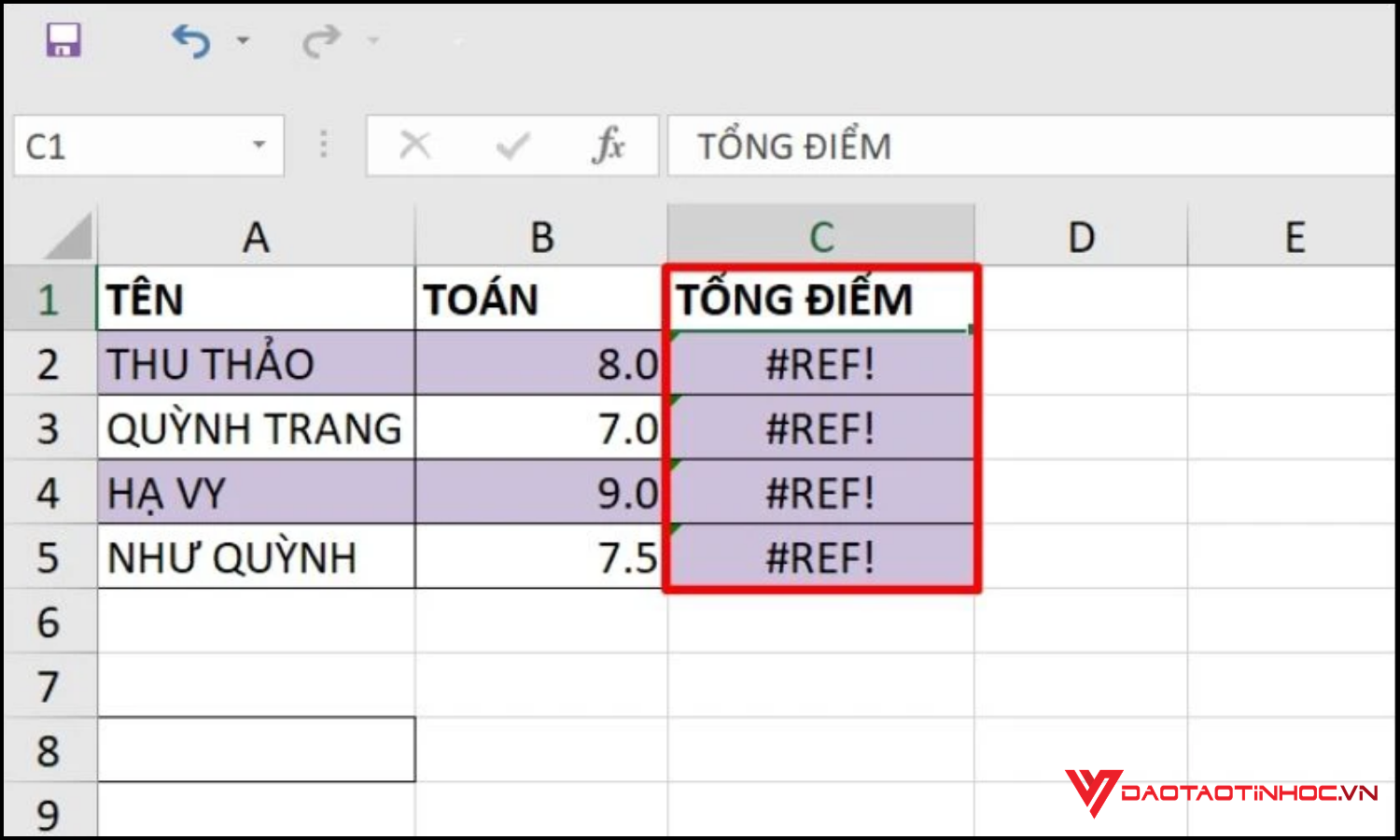 Lỗi #REF! trong Excel