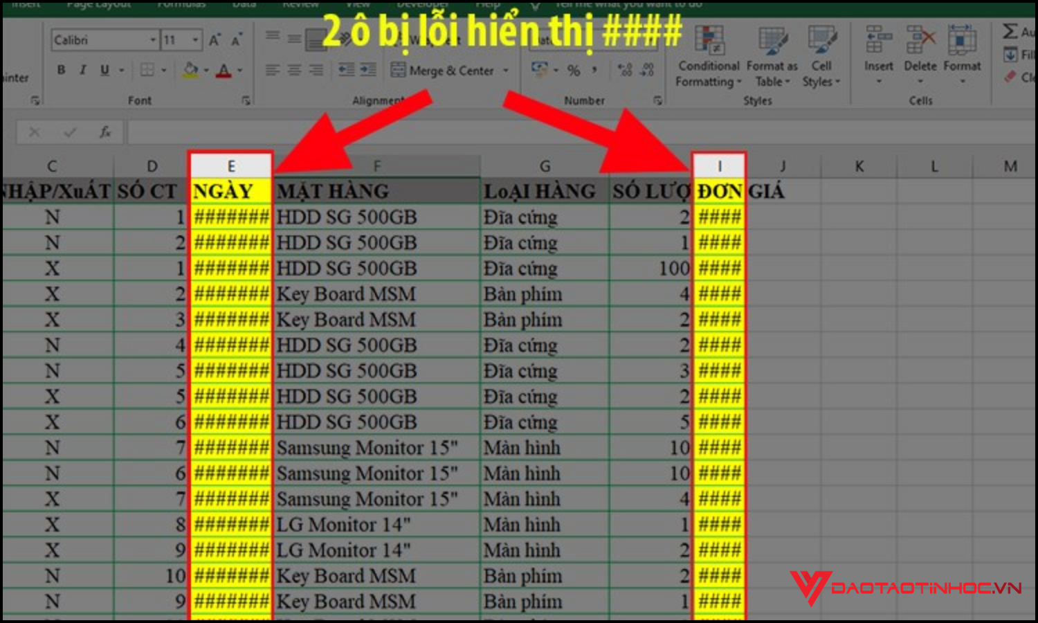 Lỗi #### trong Excel