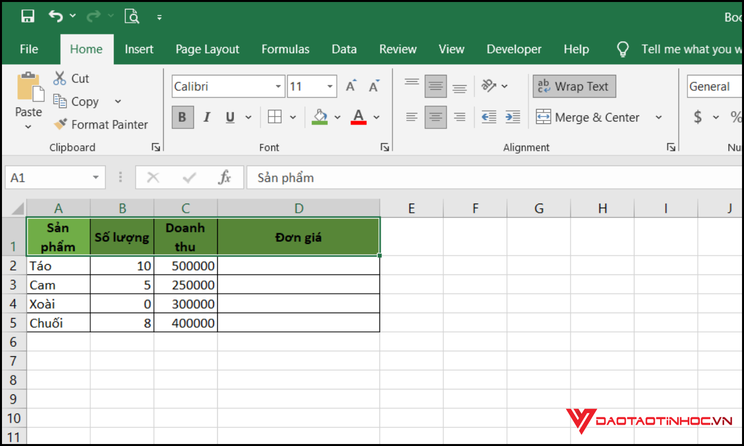 Ví dụ về hàm iferror trong excel bước 1