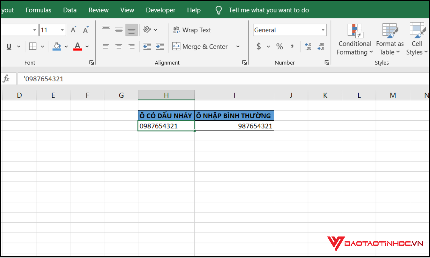 Cách giữ số 0 đầu trong Excel