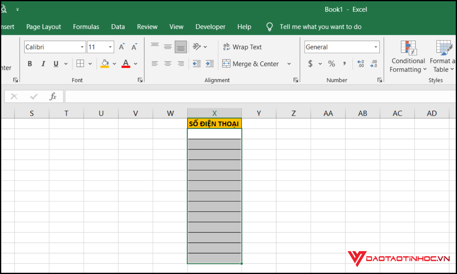 Định dạng ô thành Text trước khi nhập dữ liệu bước 1