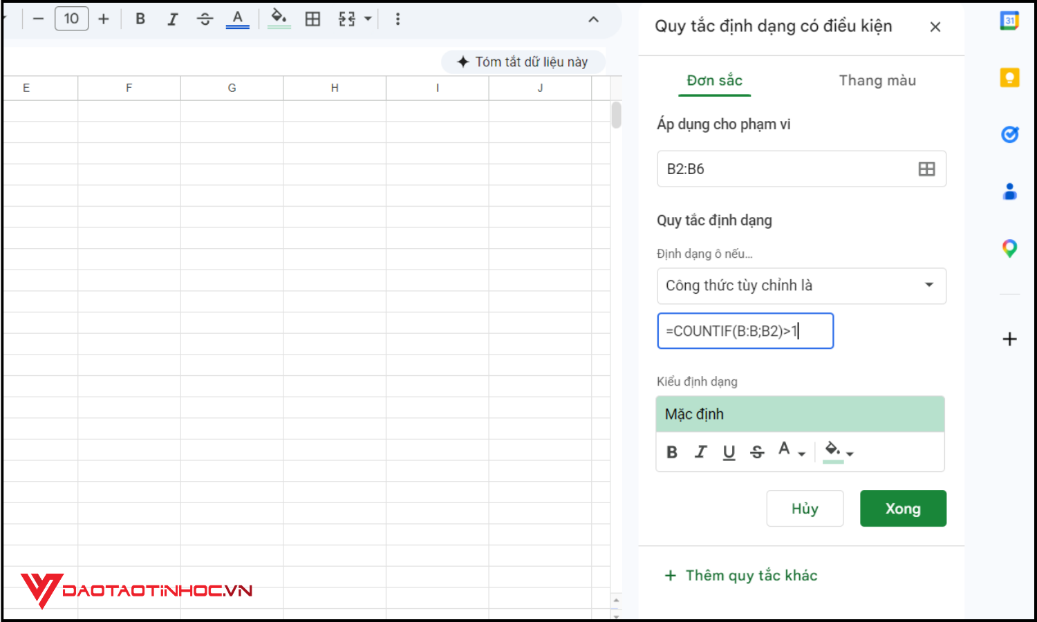 Dùng Conditional Formatting để đánh dấu dữ liệu trùng bước 3