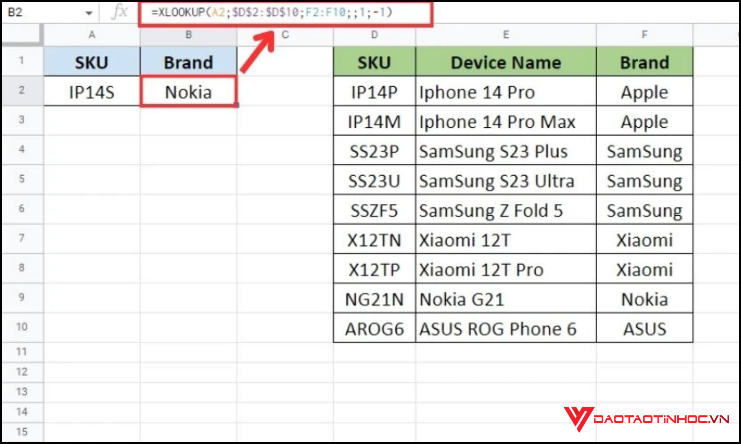 Excel cho kế toán Hàm XLOOKUP