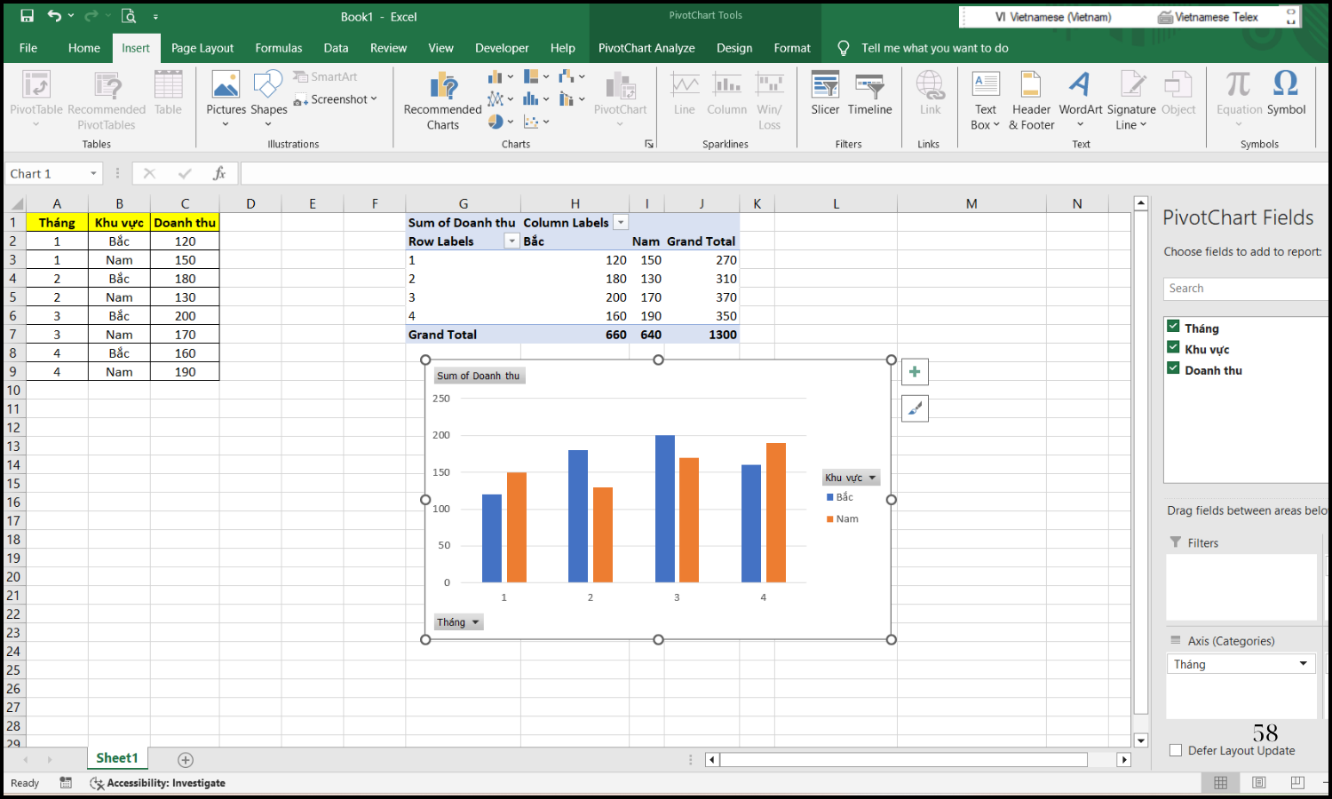 Hướng dẫn kết hợp Pivot Table và biểu đồ động bước 3