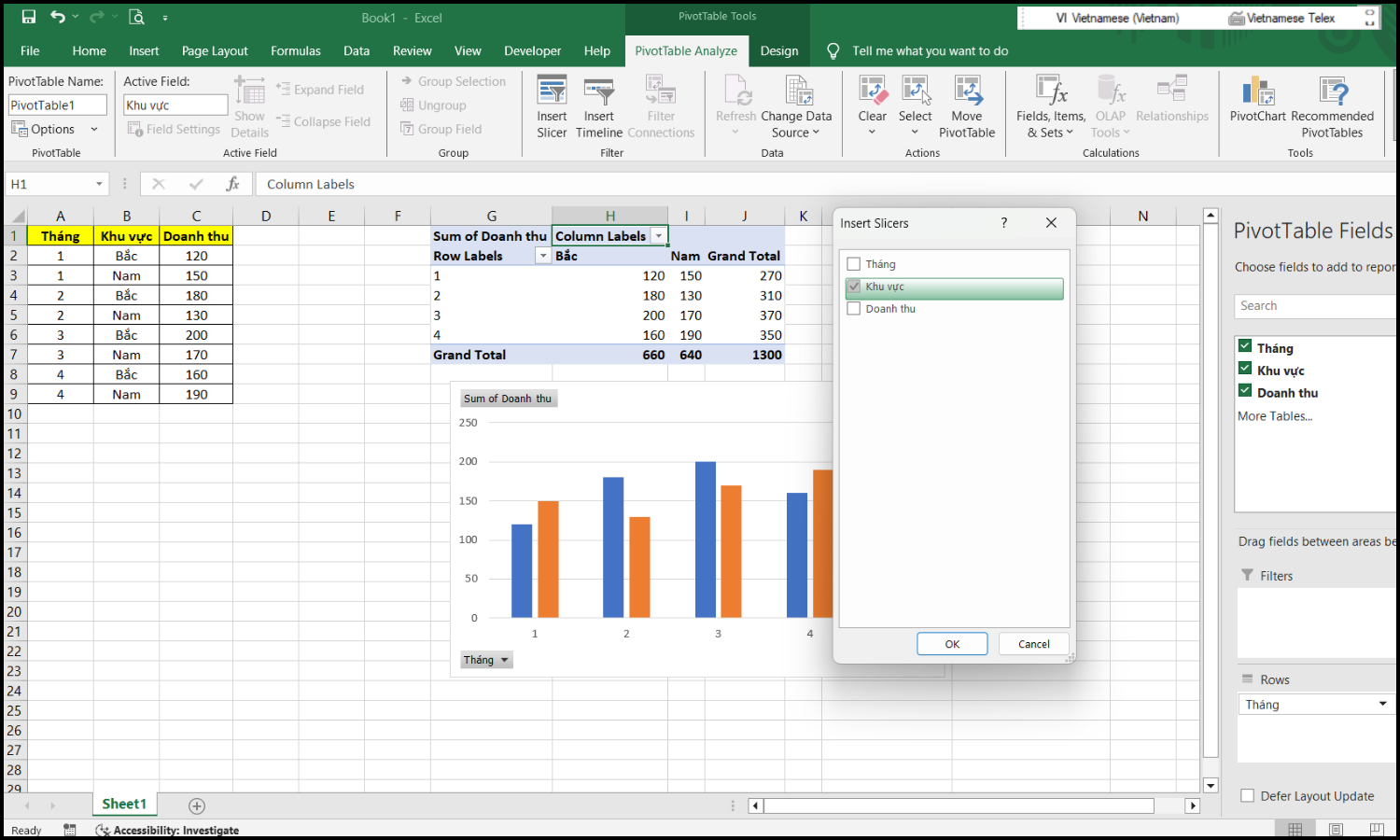 Hướng dẫn kết hợp Pivot Table và biểu đồ động bước 4