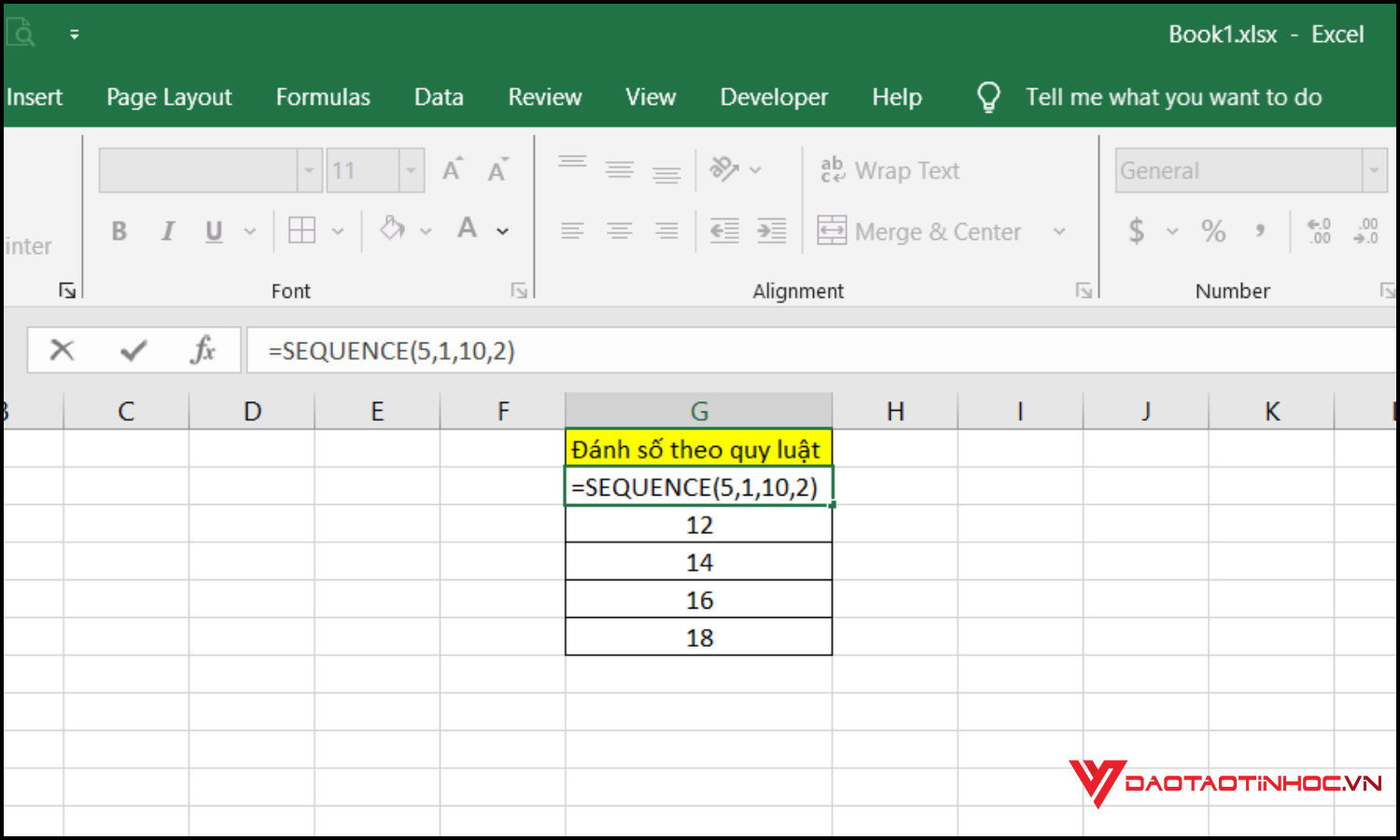 Sử dụng hàm SEQUENCE bước 3