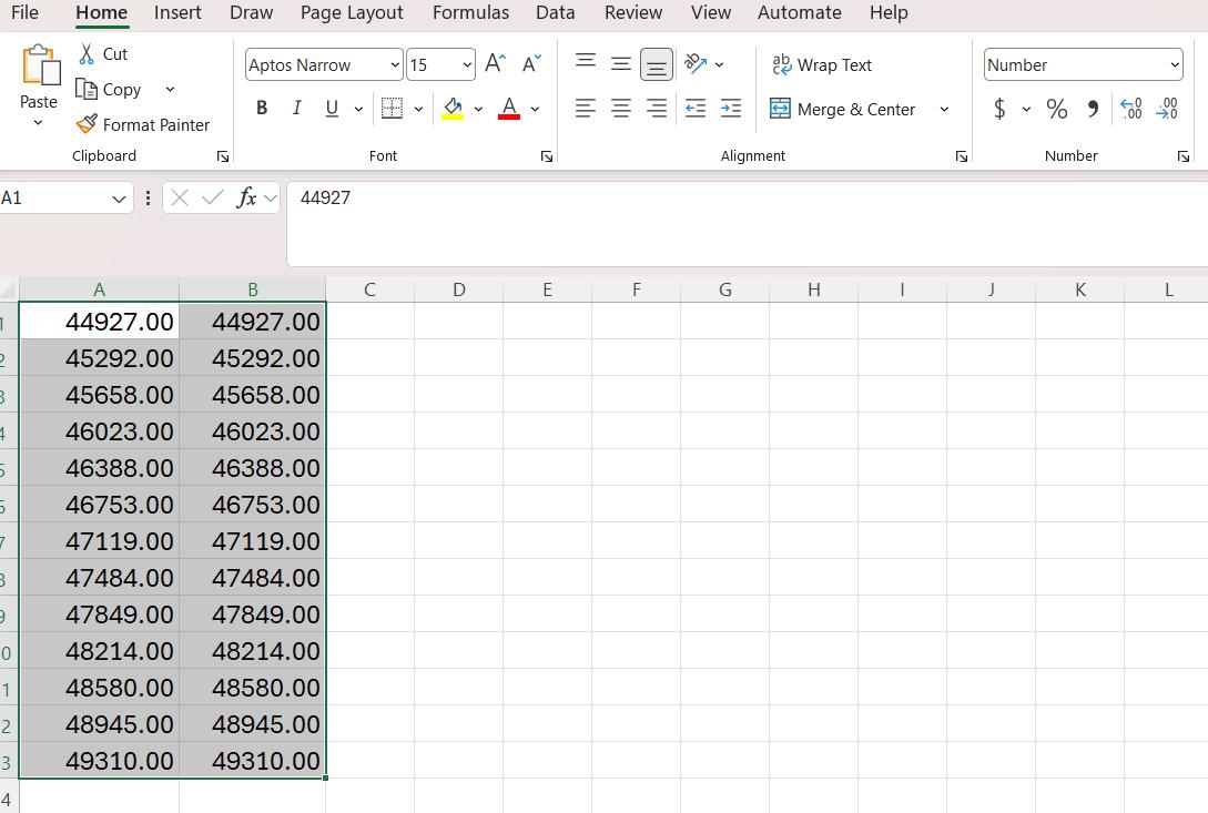 Bôi đen dữ liệu muốn muốn chuyển đổi từ number sang date