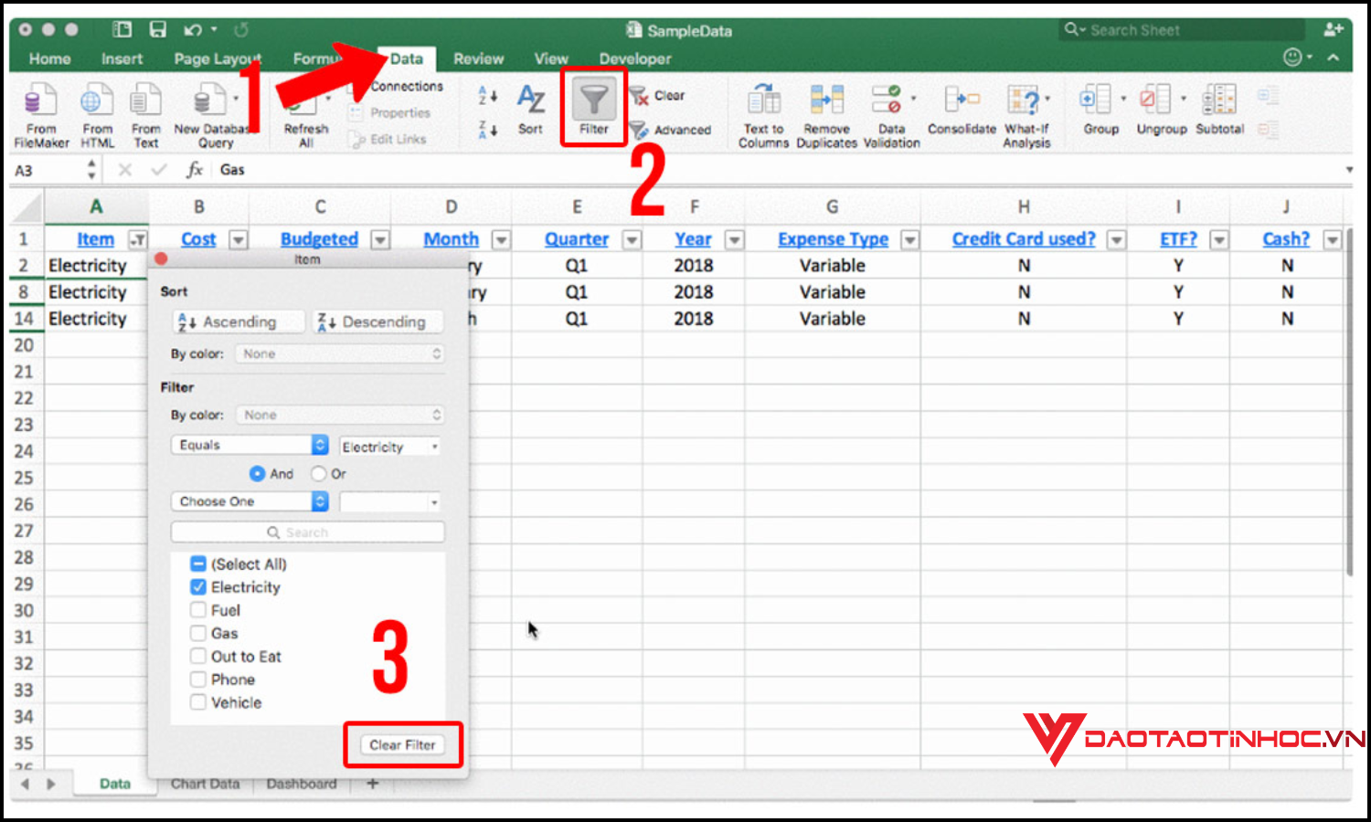 Tạo dashboard bằng PivotTable bước 2