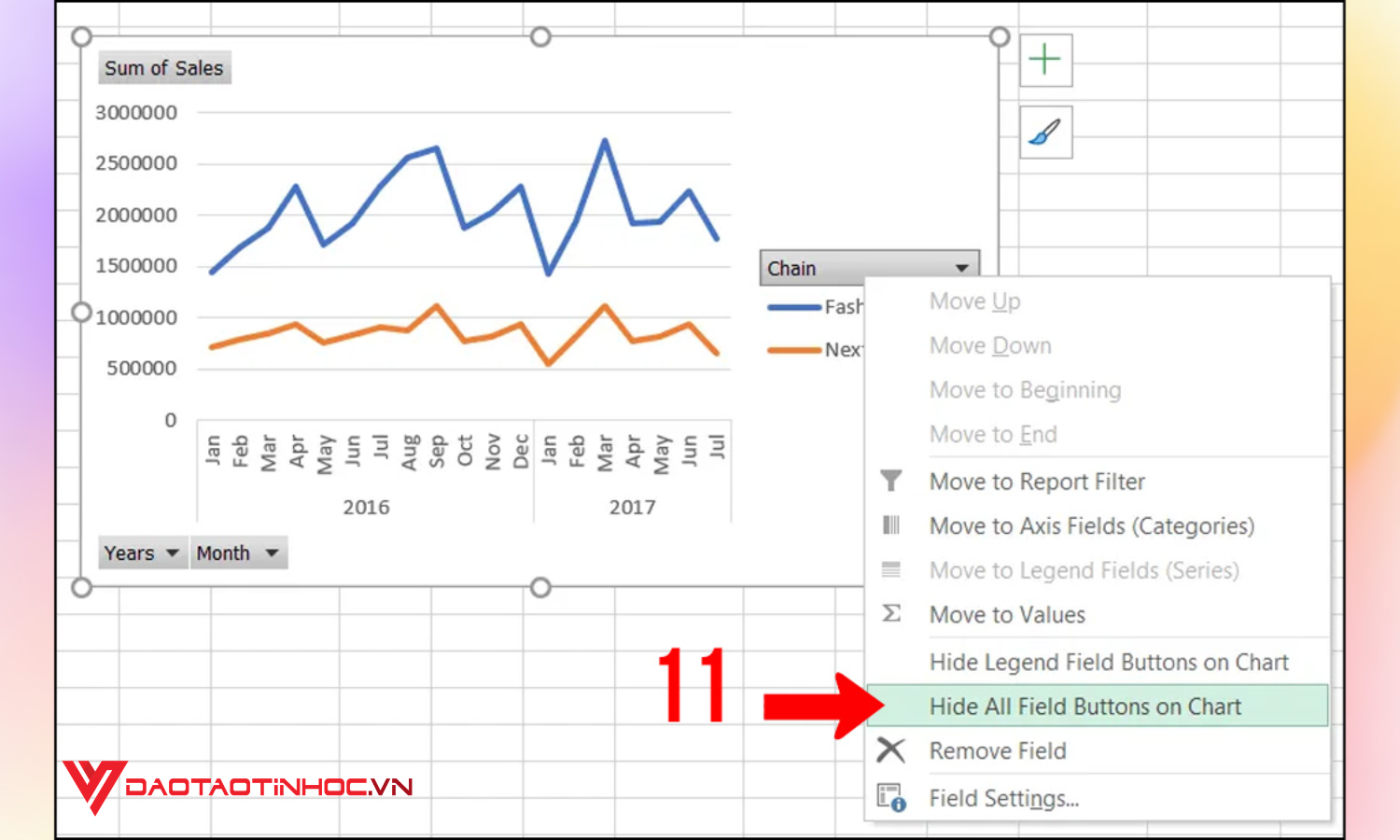Tạo dashboard bằng PivotTable bước 5