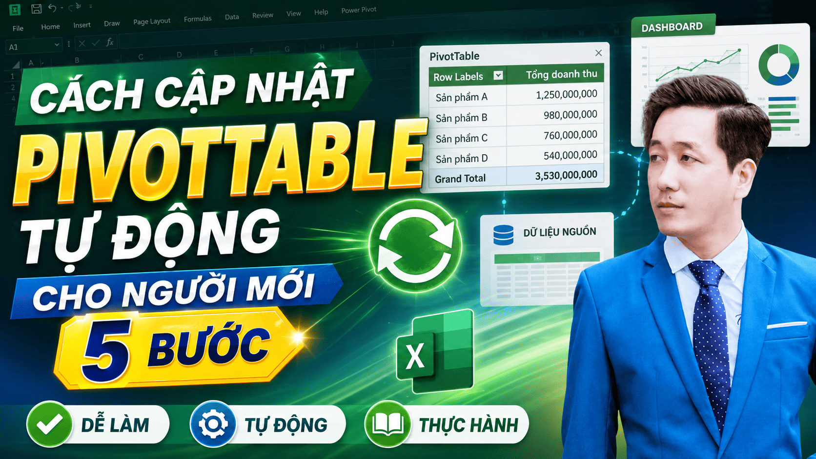 Cách cập nhật pivot table tự động