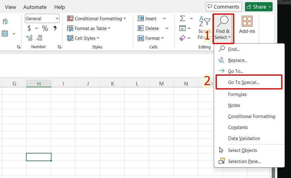 Cách xóa các ô trống trong excel bước 2