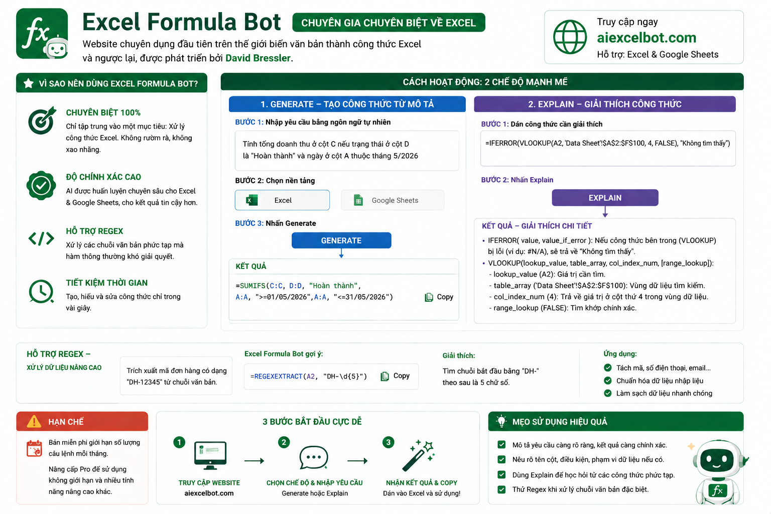 Dùng AI Excel Bot để tối tạo hàm trong excel