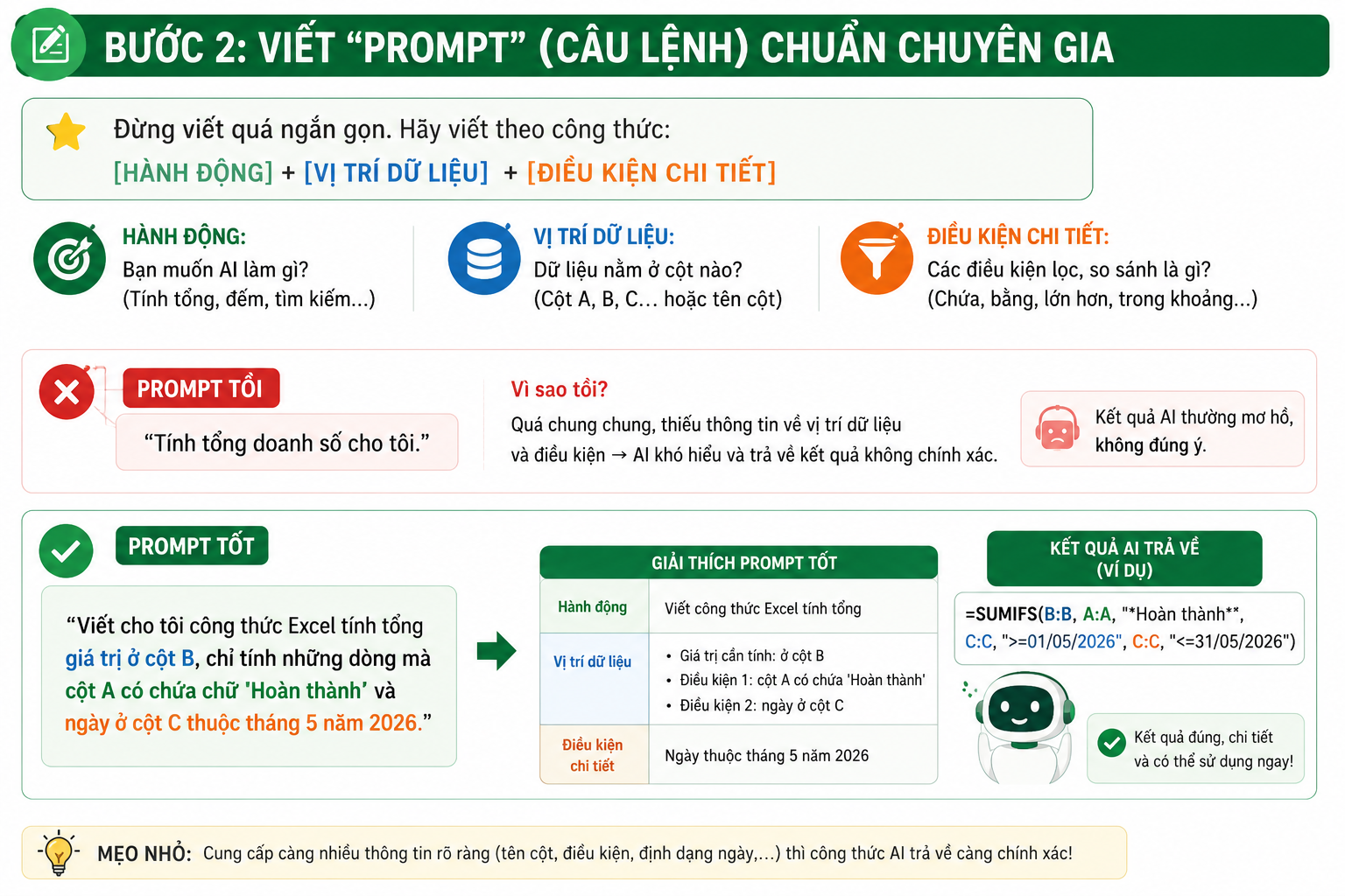 Hướng dẫn tạo công thức bằng AI trong excel bước 2