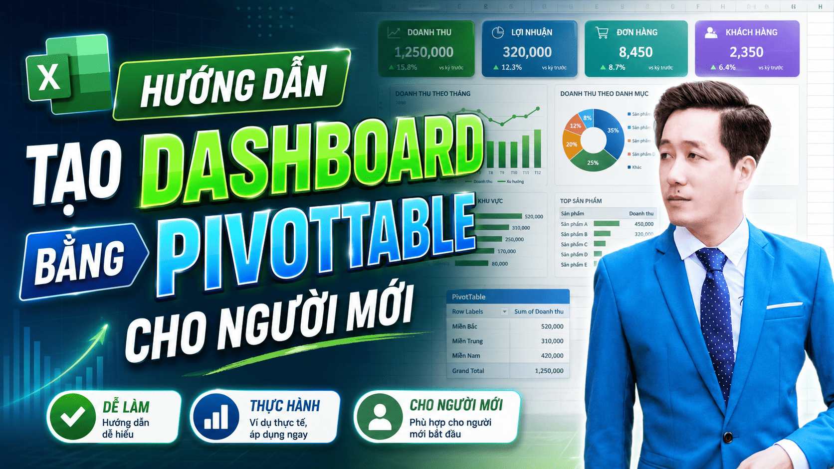 Hướng dẫn tạo dashboard bằng pivot table
