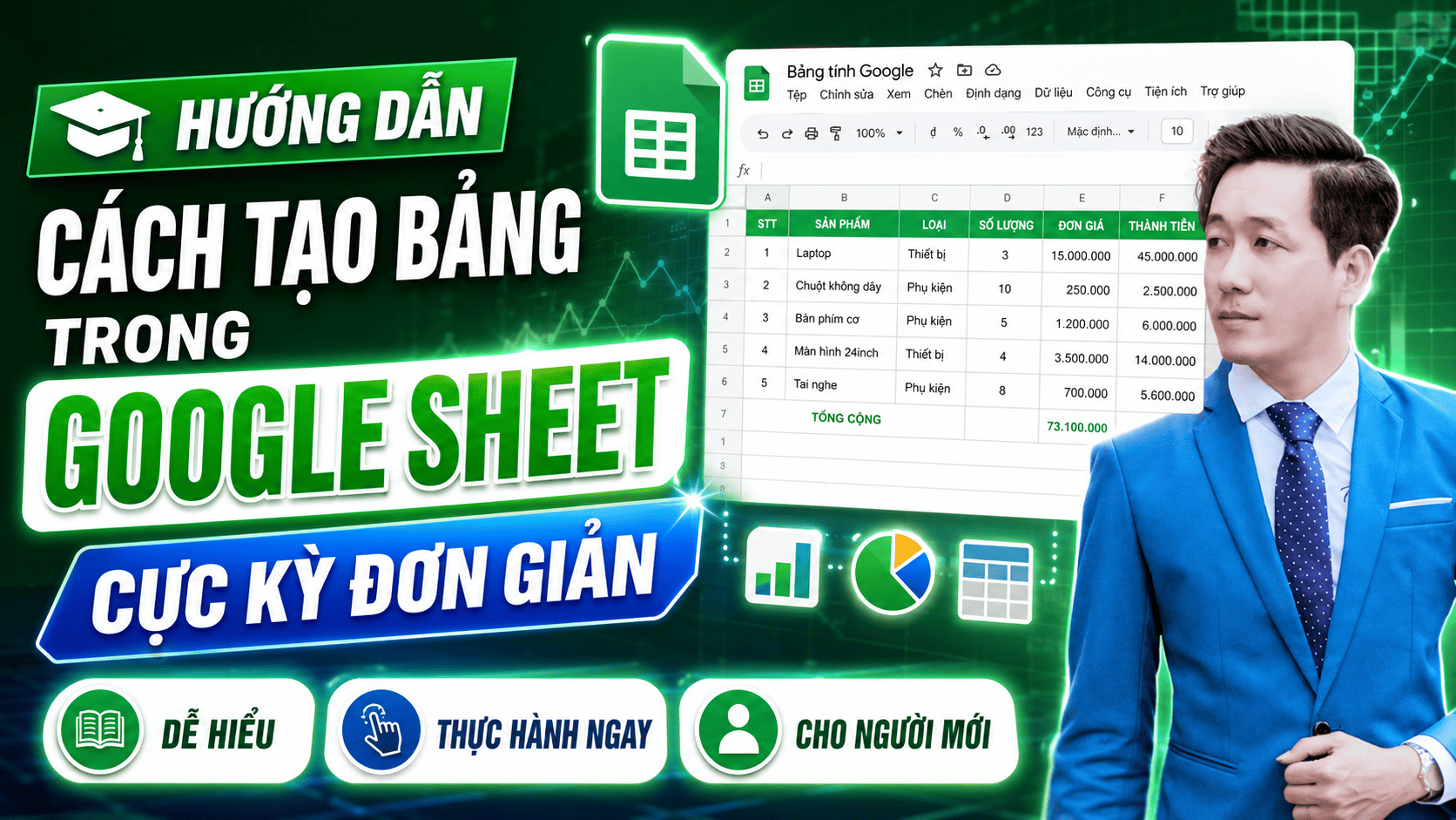 Cách tạo bảng trong google sheet